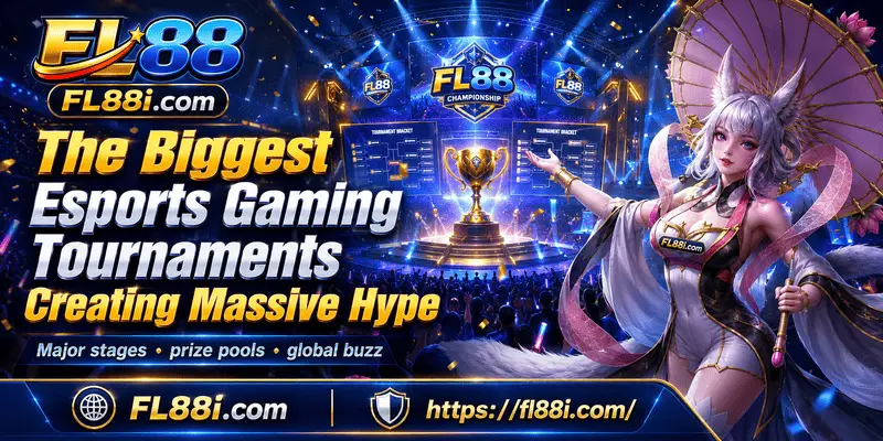 Major esports gaming tournaments with packed arenas, live screens, cheering fans, and professional teams competing globally