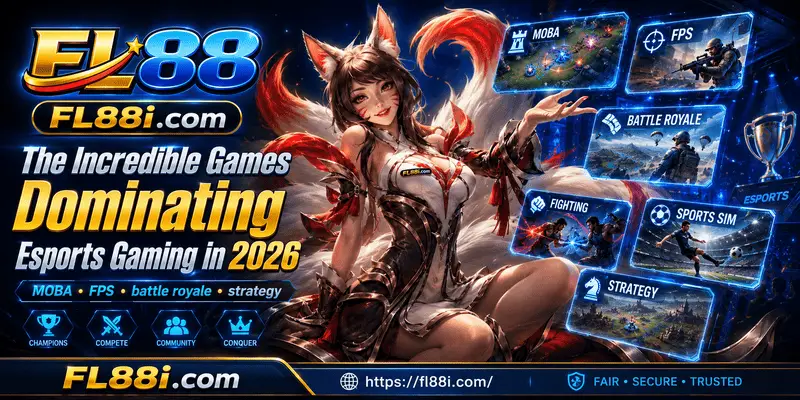 Popular esports games in 2026 showing competitive players, strategy screens, team play, and global tournament stages